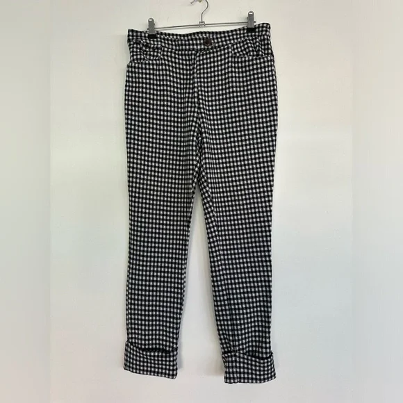 Anthropologie Black and White Checkered Cropped Pants - Picture 4 of 11